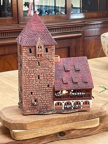 Miniatura 5 de Ceramic Houses Collection - Miniatura coleccionable hecha a mano de la histórica torre Schuldturm en Nurnberg, Alemania - Portavelas con velas de