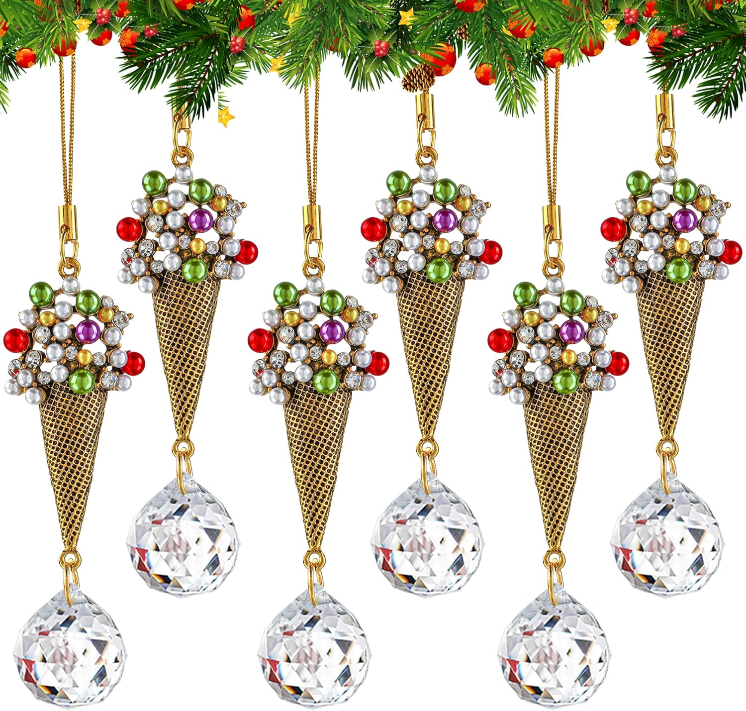 Ice Cream Christmas Decorations Suncatchers 6pcs Christmas Tree Hanging Ornaments Gift Ice Cream ...