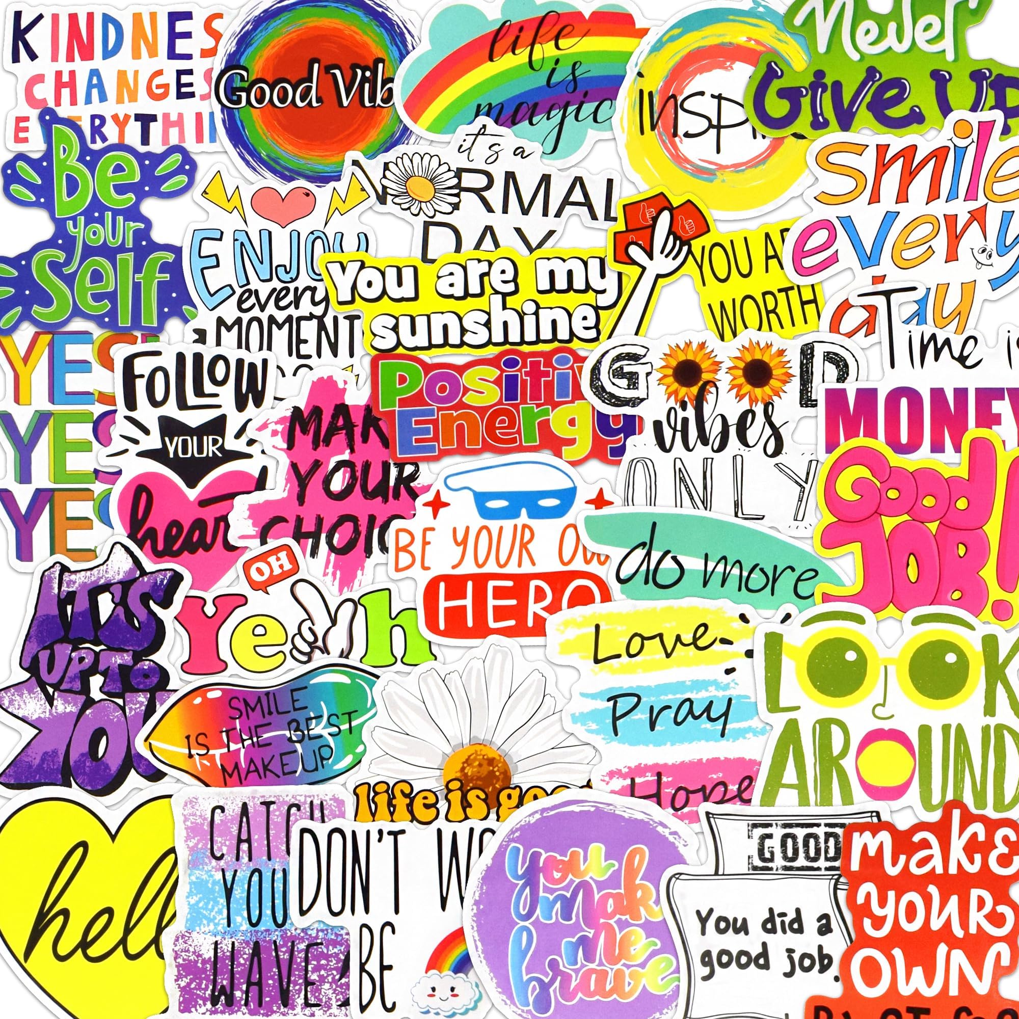 50 Pcs Inspirational Stickers for Water Bottles Motivational Stickers for Adults Kids Inspirational Laptop Stickers Waterproof Stickers Packs