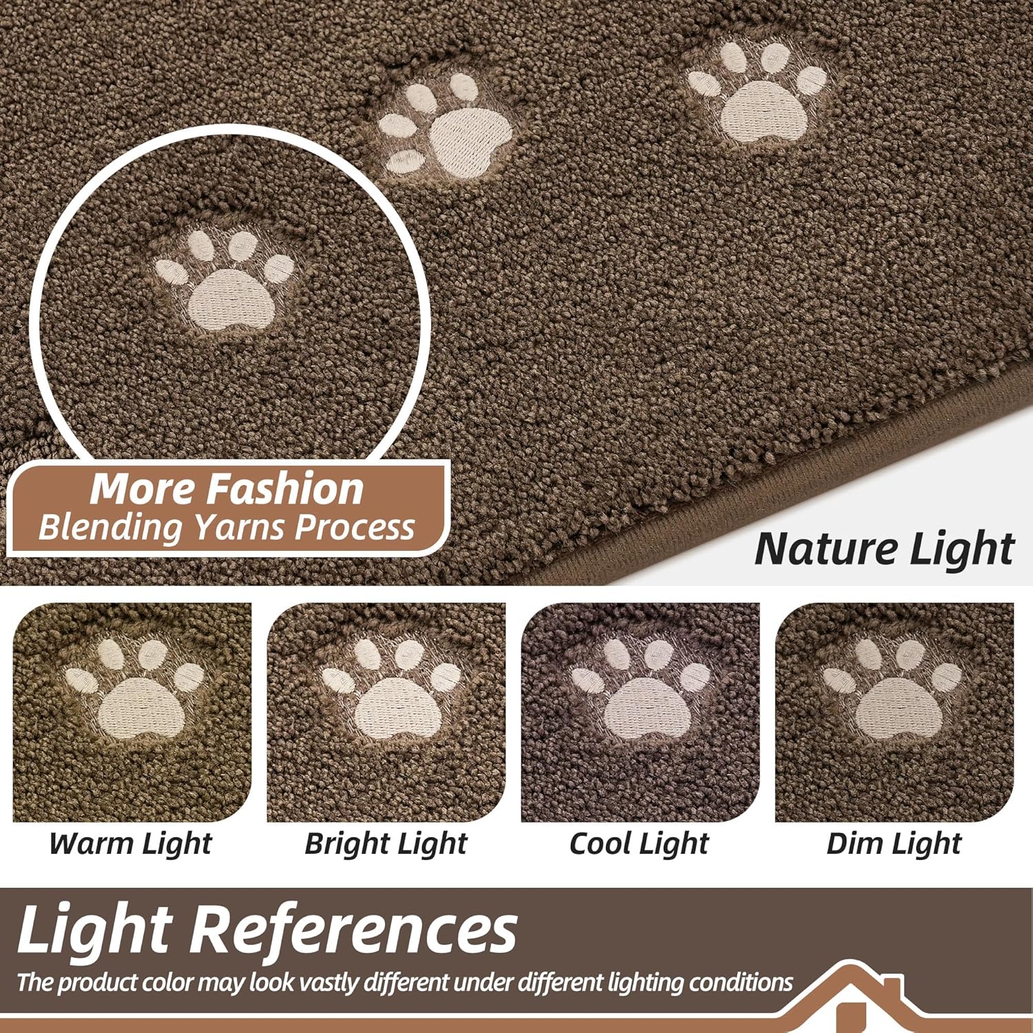 BEQHAUSE Dog Door Mat for Mud Paws Dirt Trapper Doormat Non-Slip Entryway Rugs Absorbent Welcome Mat Washable Indoor Floor Mat Low-Profile for Front Door, 24" x 36", Brown