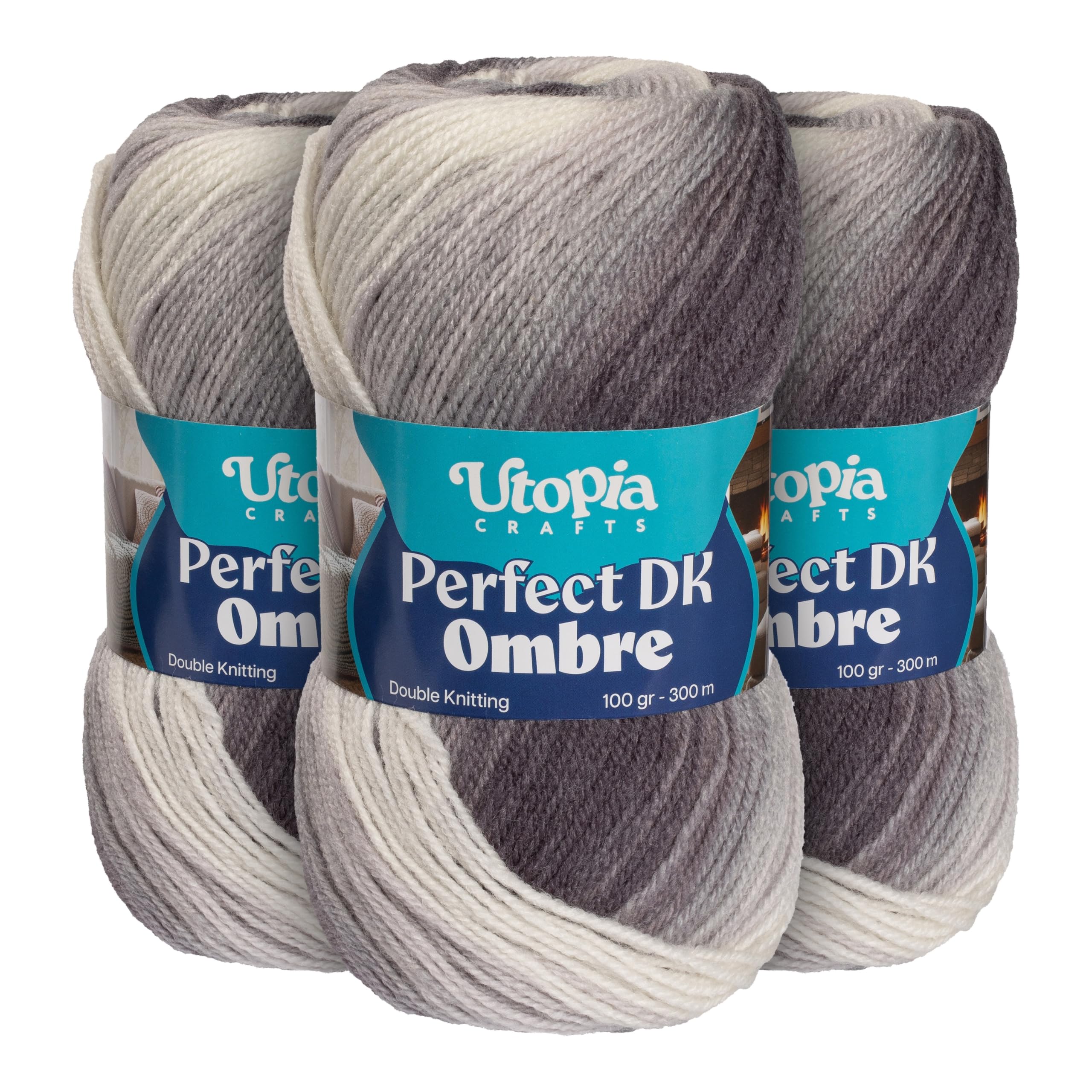 Utopia Crafts DK Ombre Multicolour Double Knitting Yarn 3X 100g (008)