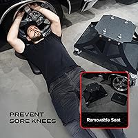 Vista 7 de Vyper Low Pro Garage Stool with Removable Seat for Mechanics, Automotive, DIY - 400 lb Capacity Rolling Shop Chair (Black Seat, Red Frame)