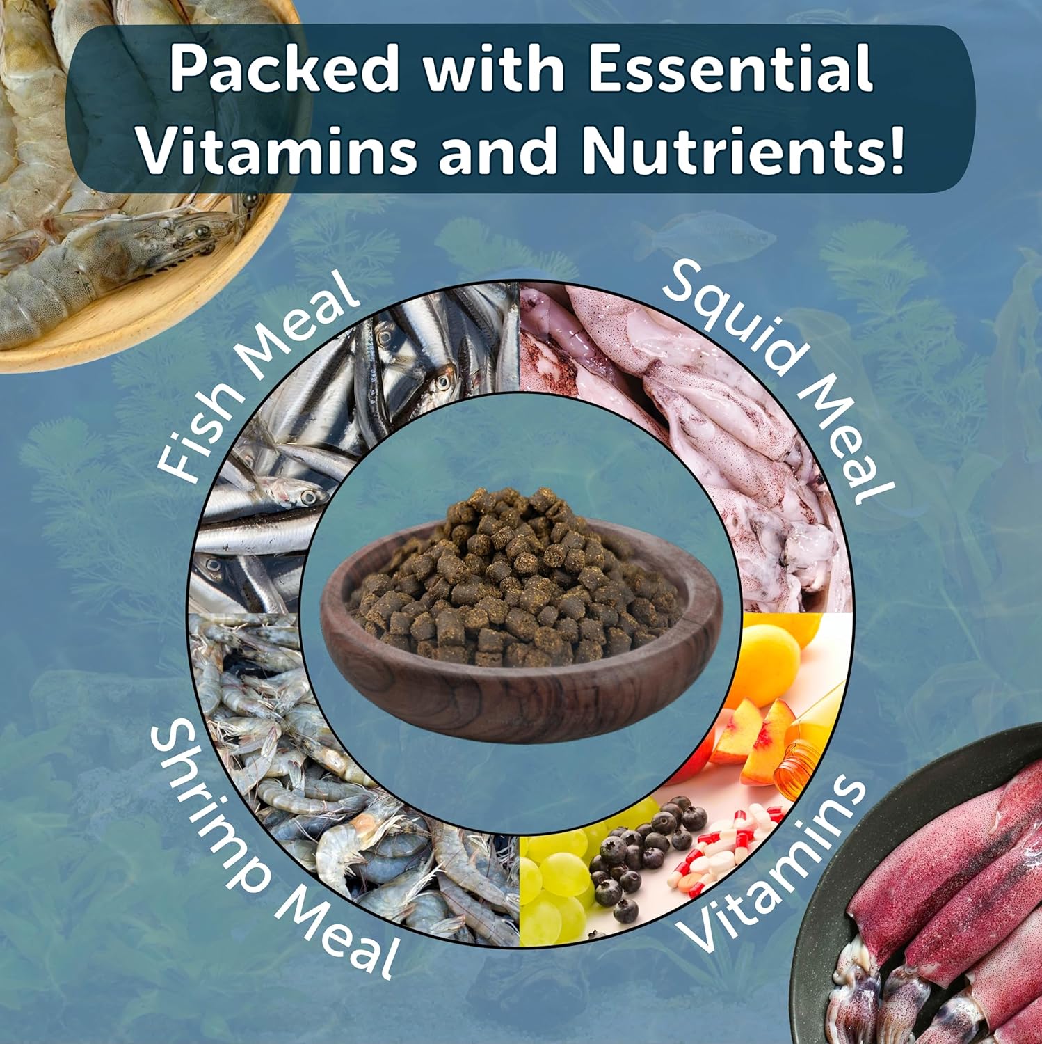 Aquatic Foods Inc. 3/16" Soft Moist Sinking Salmon Pellets for Adult Axolotls, Shrimp, Snails, Crabs, Small Amphibians, Bottom Tropical Fish...5-lb Lg Jar