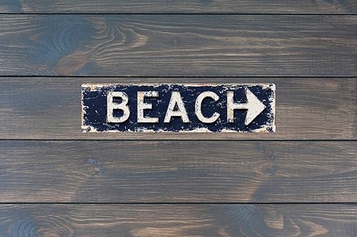 Miniatura 6 de Letrero de metal retro de estaño vintage para placa de playa y playa, 4 x 16 pulgadas