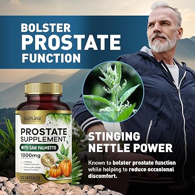 Built by Nature Prostate Supplement with Saw Palmetto - Advanced 3X Formula + Stinging Nettle and Pumpkin Seed Extract Urinary and Prostate Health Support for Men - 120 Capsules