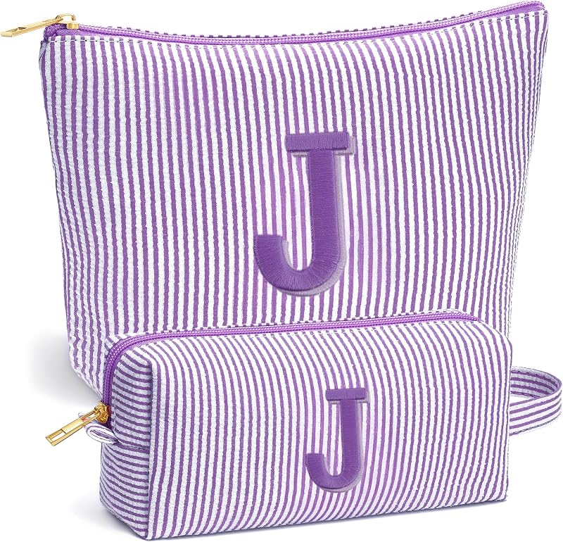 Fohufo Necessaire de maquiagem e bolsa para viagem roxa, modelo J, conjunto com 2