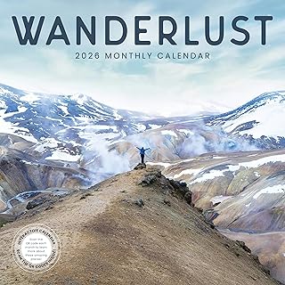 Wanderlust 2026 Calendar | 2026 Wall Calendar | Monthly Planner | Planner 2026-2027 | Marble City Press | 12” x 24” | Sustainable | Plastic Free | Printed on Thick Art Paper