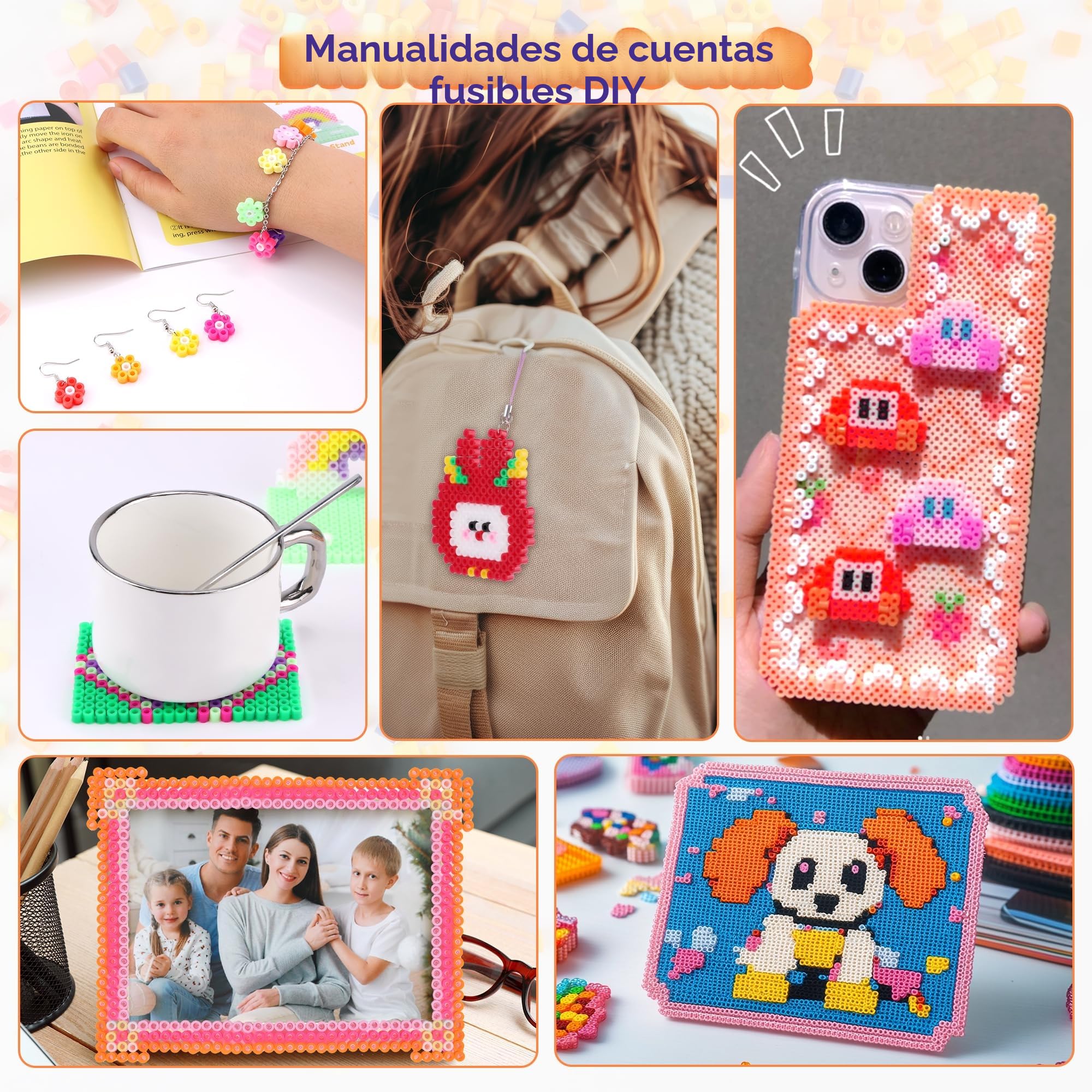 Kit de Perlas de Fusión 5mm, Paillettes para Planchar en 24 Colores, Set de Perlas de Hierro con Mini Plancha y Papeles para Planchar DIY Manualidad Regalo para Niños