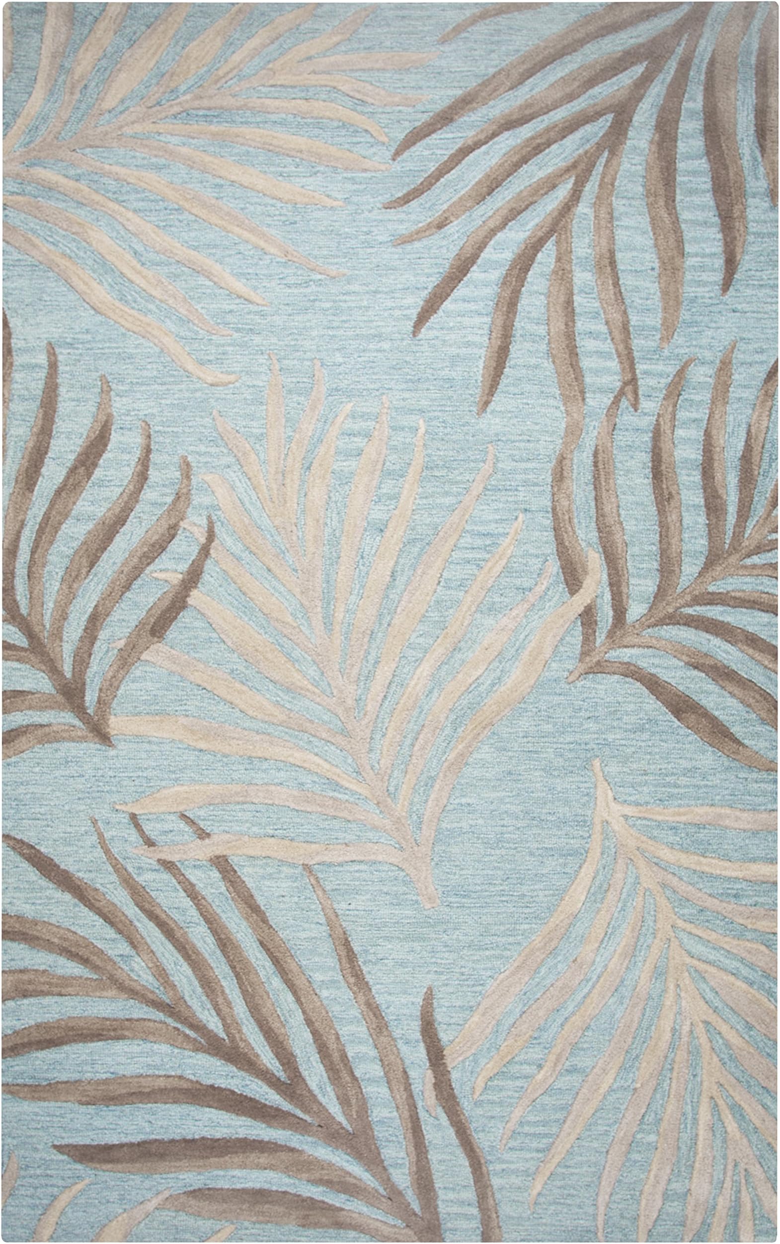 Rizzy Home | CA370A | Cabot Bay Collection | Wool Area Rug | 8' x 10' | Seafoam /Gray/Rust/Blue Coastal