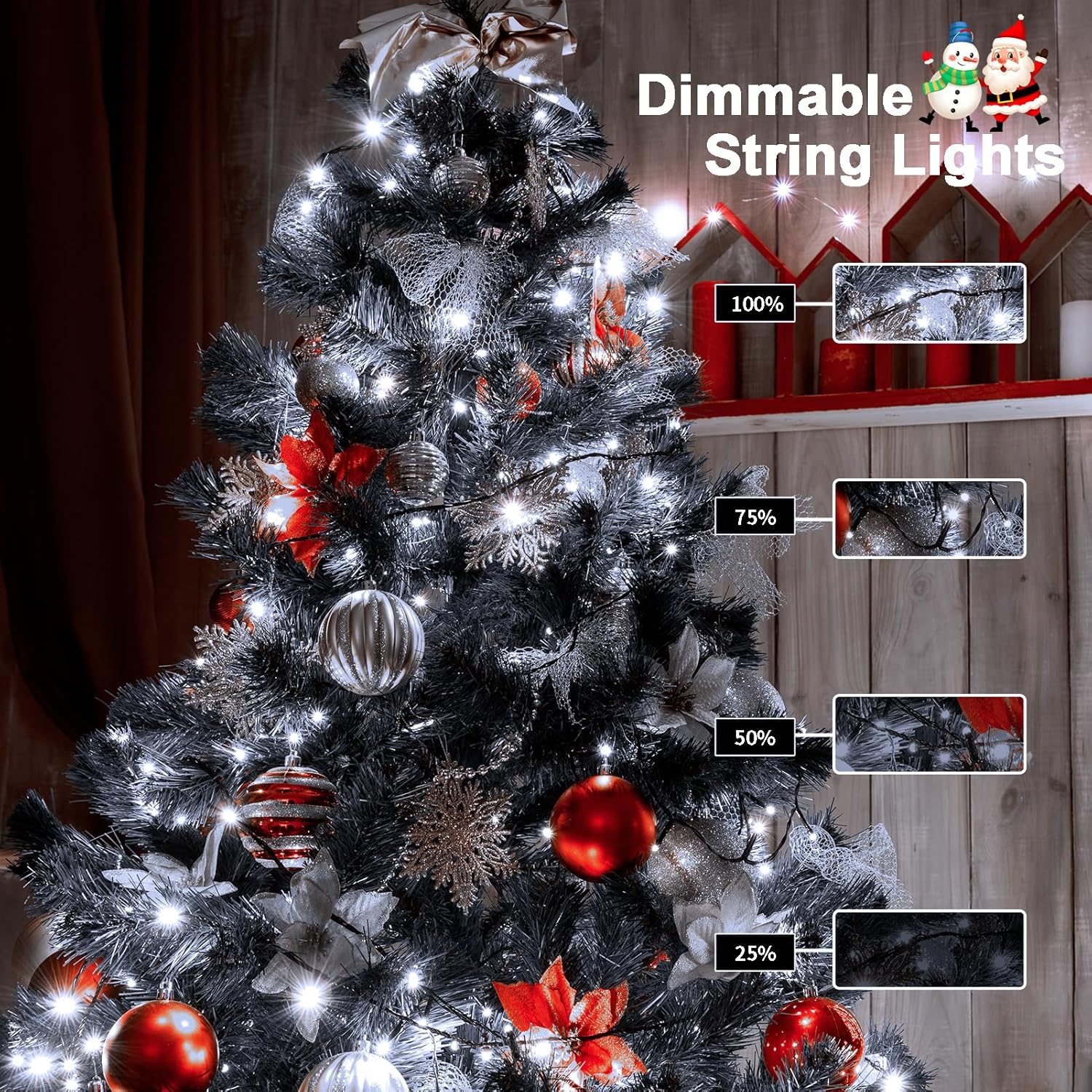 ZAIYW 4 Pack String Lights Battery Operated, Total 66Ft 200 LED Christmas Lights with Remote Timer 8 Modes Fairy String Lights Dark Green Wire for Garland Patio Garden Xmas Tree Decor (Cool White)