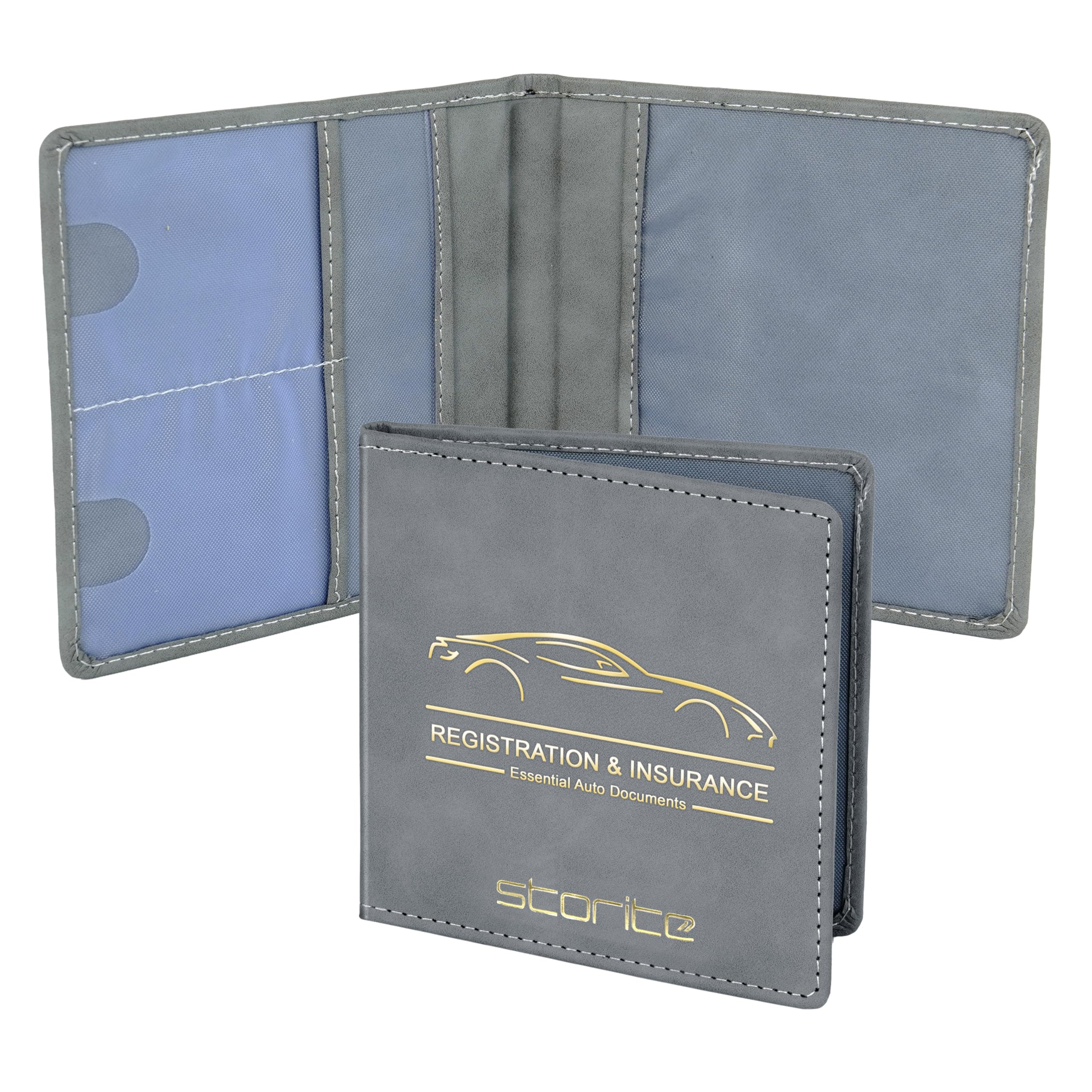 Storite Car Registration and Insurance Card Holder Leather Glove Box Organizer with Magnetic Closure for Driver's License & Essential Documents Interior Car Accessories (Grey-13.5 x 13.5 cm)-image-24