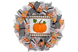 Festive Fall Wreath with White Pumpkins for Your Grand Entrance