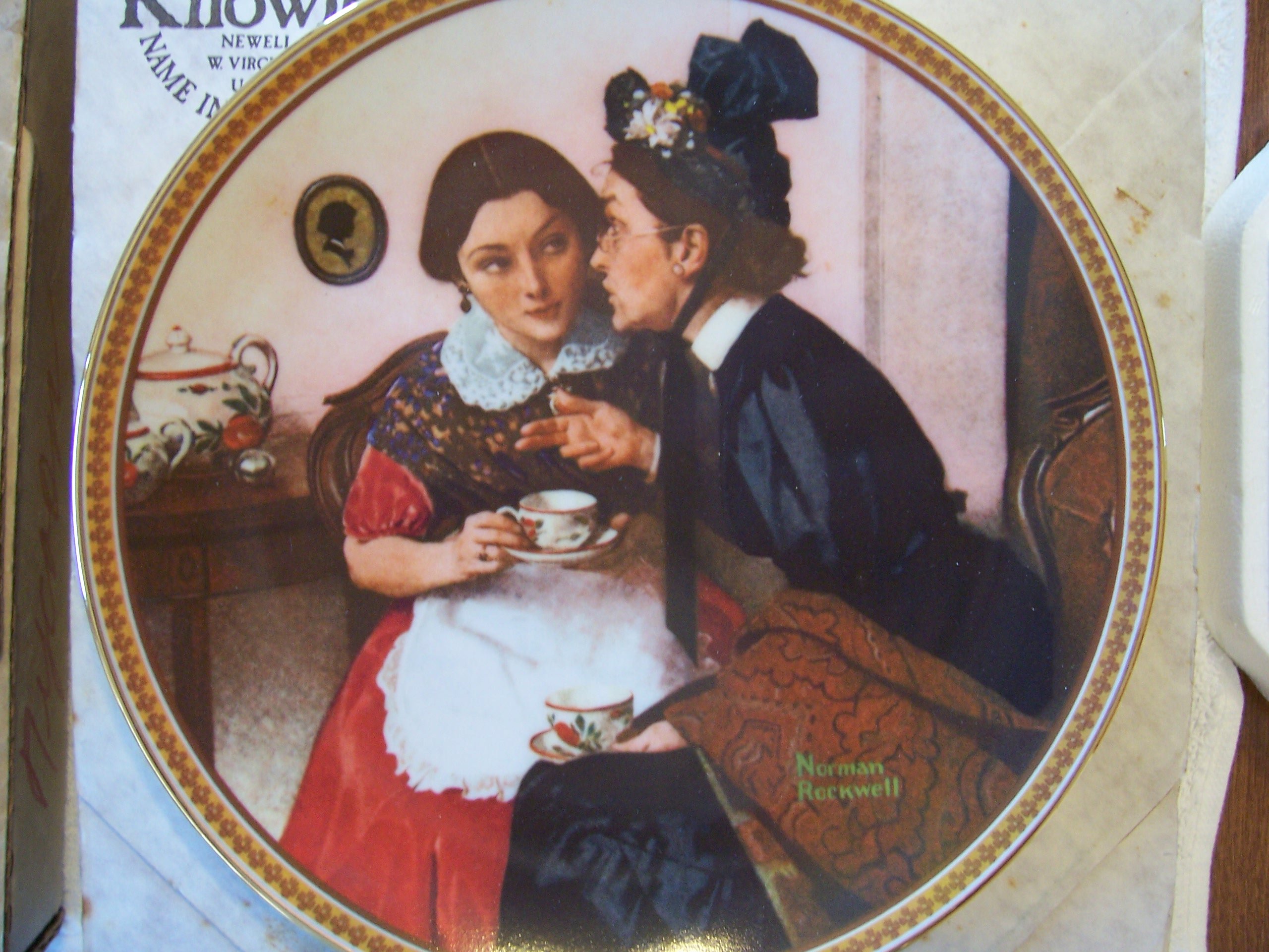 Knowles Norman Rockwell Gossiping in the Alcove Collector Plate