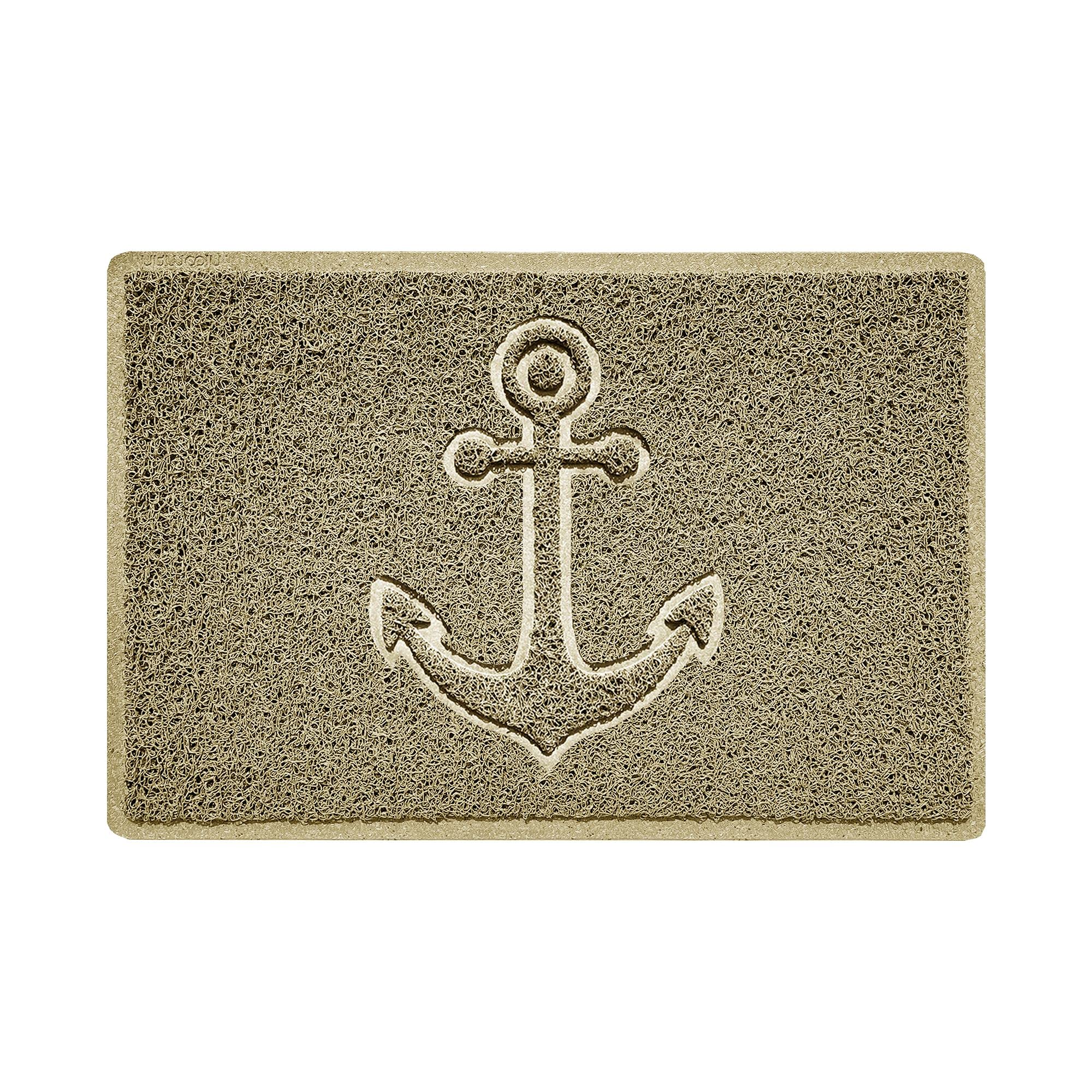 Nicoman Anchor Embossed Shape Door Mat Dirt-Trapper Jet-Washable Doormat-(Use Indoor or Sheltered Outdoor)- (60x40cm/23.6x15.7inches