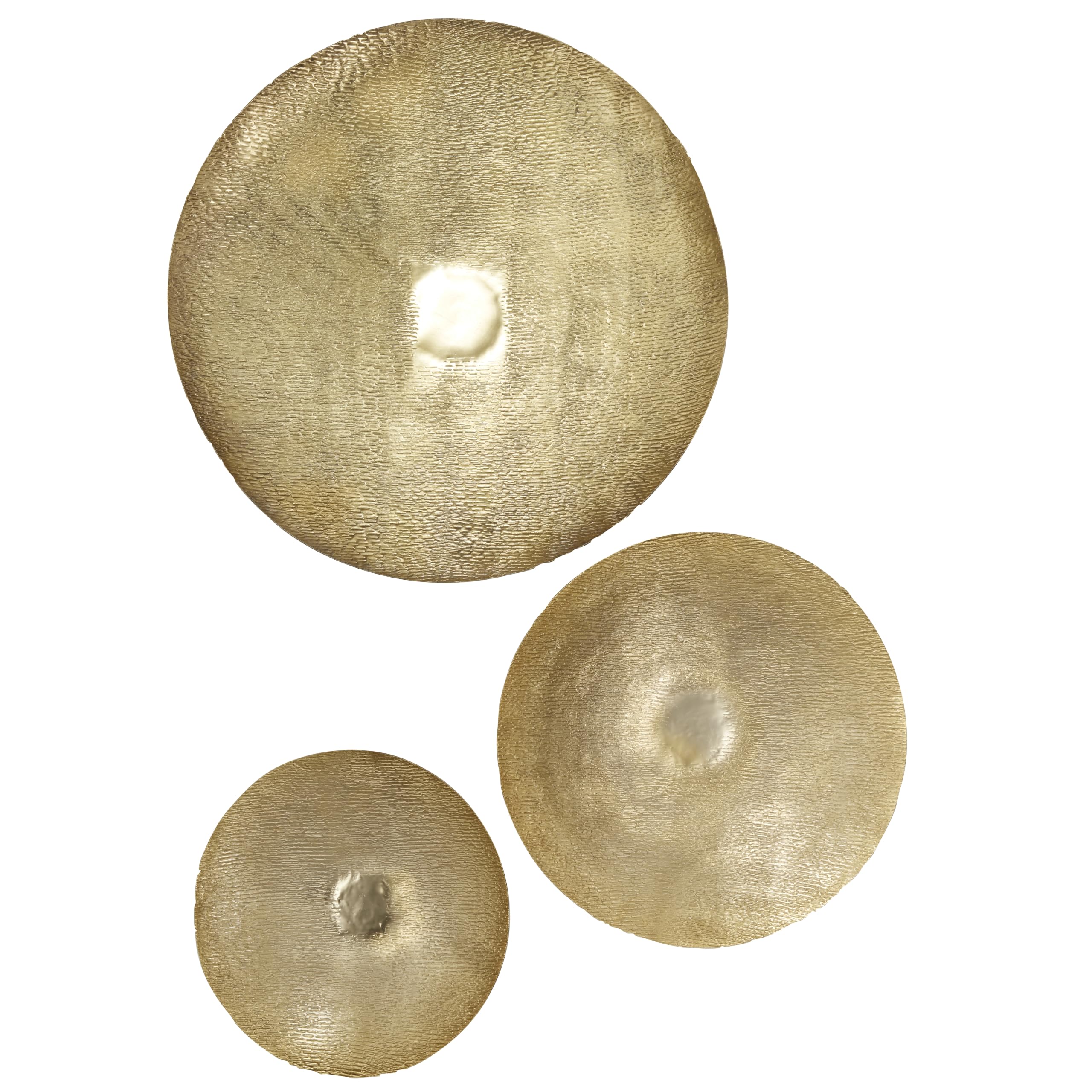 Deco 79 Metal Plate Large Metallic Disk Wall Decor, Set of 3 36", 27", 22"D, Gold
