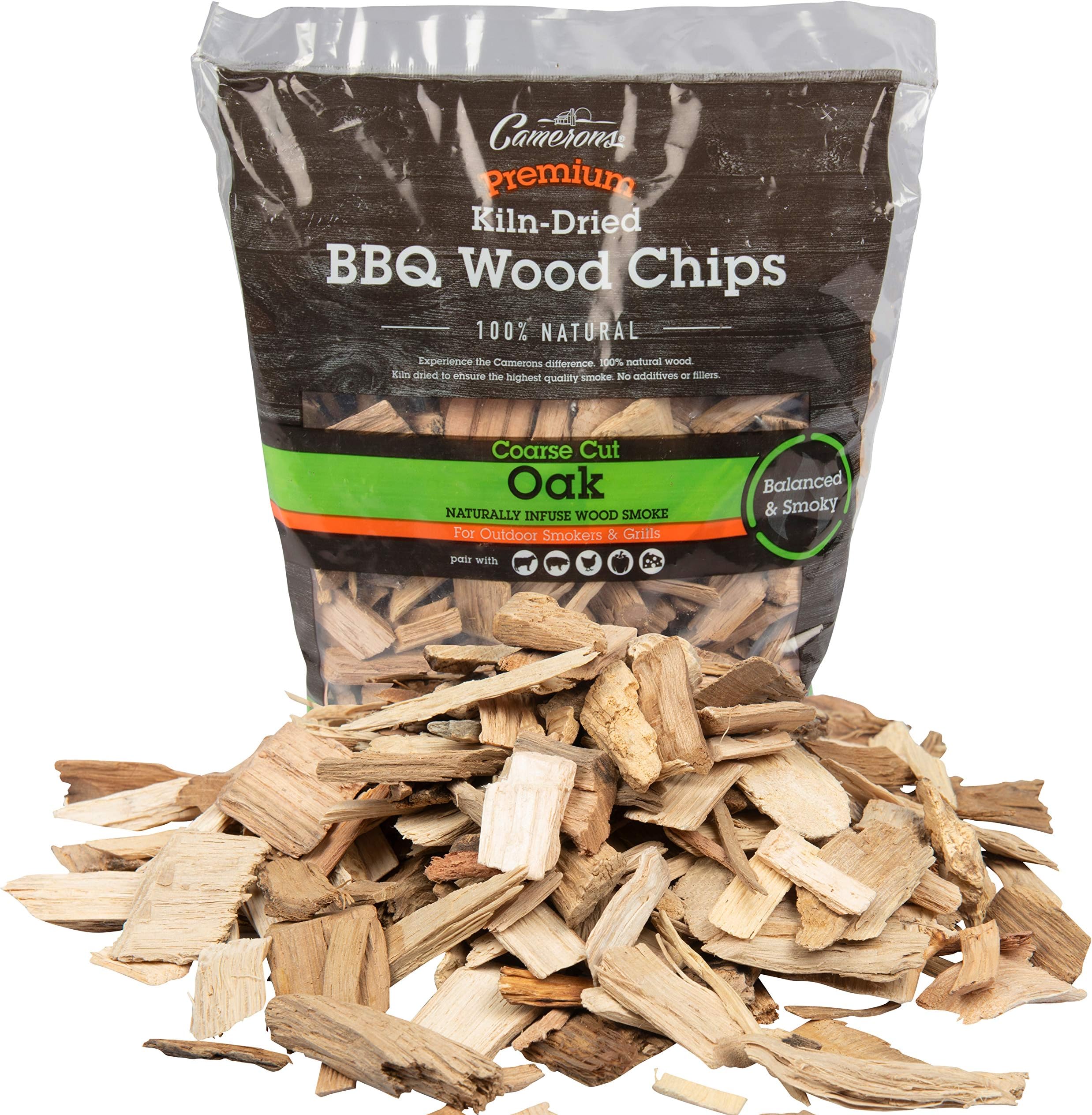 Smoking Chips - (Oak) Kiln Dried, 100% Natural Coarse Wood Smoker Shavings - 2lb Barbecue Chips