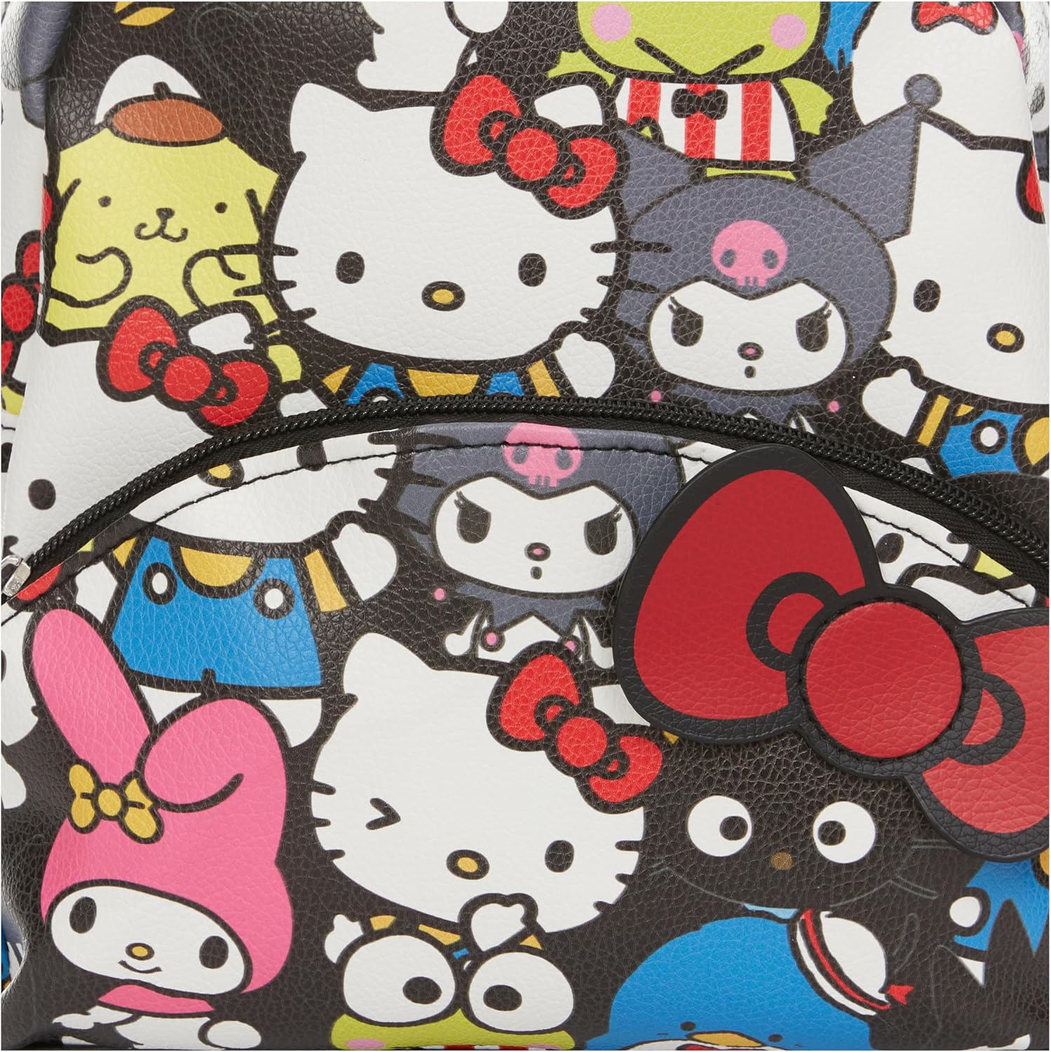 Fast Forward Hello Kitty Allover Leather Backpack - Girls, Boys, Teens, Adults - Officially Licensed Hello Kitty Faux Leather 14 Inch Backpack (Black)