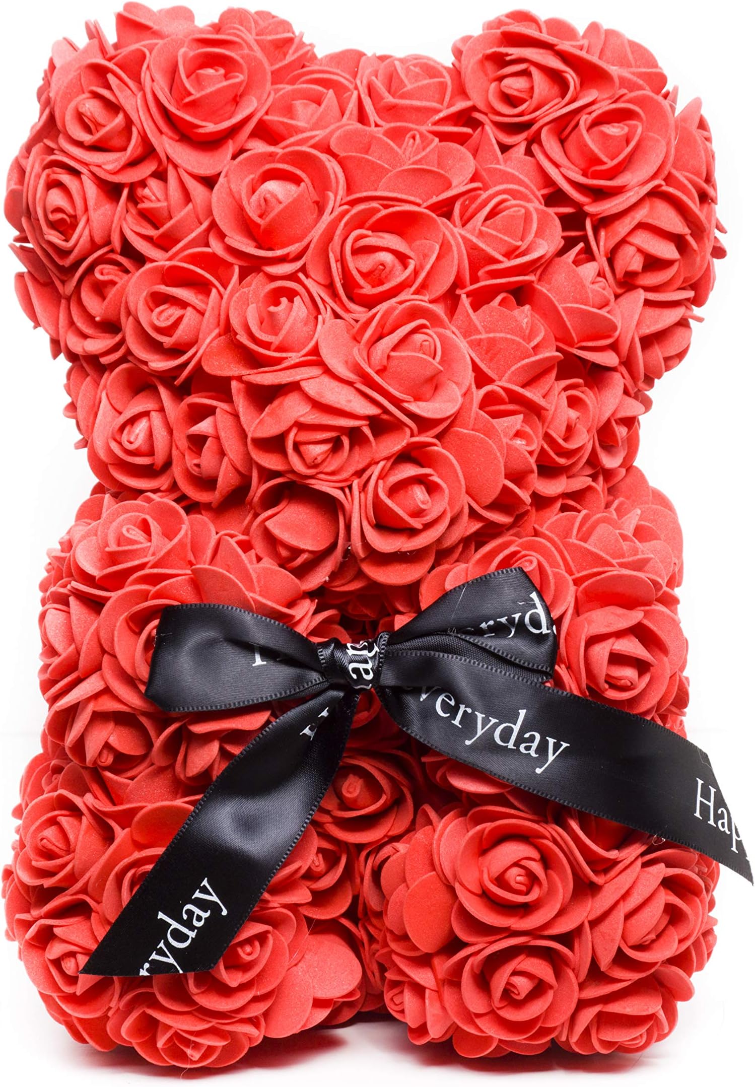 Rose Teddy Bear with Bow Artificial Forever Rose 3D Printed Roses Gift for Her Romantic Gift Valentine's Day Wedding Anniversary Birthday Christmas Small Red