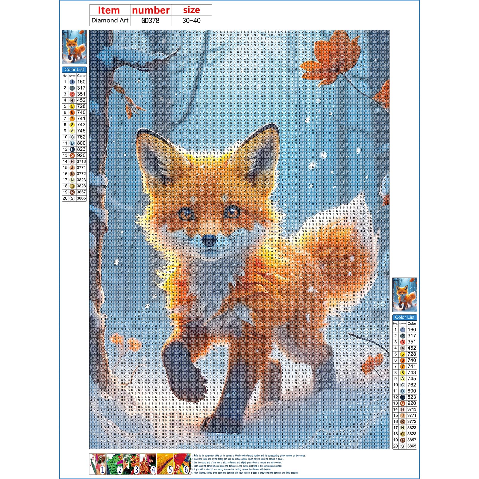 GDYEEH Kit Peinture Diamant 5D Renard Mignon - Tableau Strass DIY Complet 30x40cm, Art Thérapeutique Pour Adultes Et Débutants