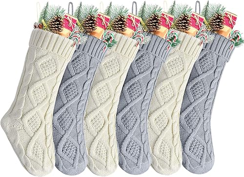 Miniatura 9 de Medias tejidas para Navidad, color tinto, verde y marfil