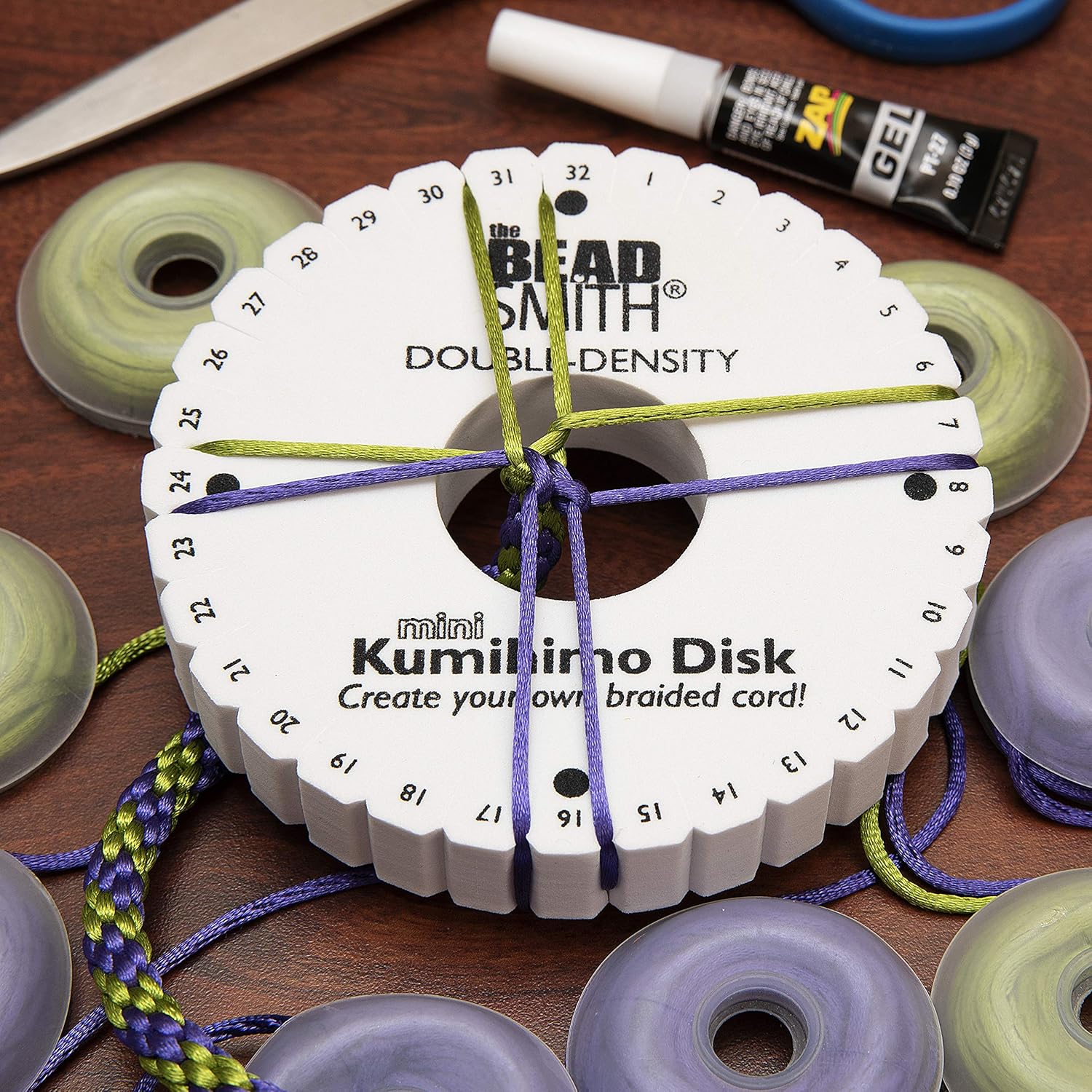 The Beadsmith Round Kumihimo Disk, 4.25 inch Diameter, 0.75” (20mm) Thick Double Dense Foam, Jewelry Tools for Braiding, Box of 10 disks