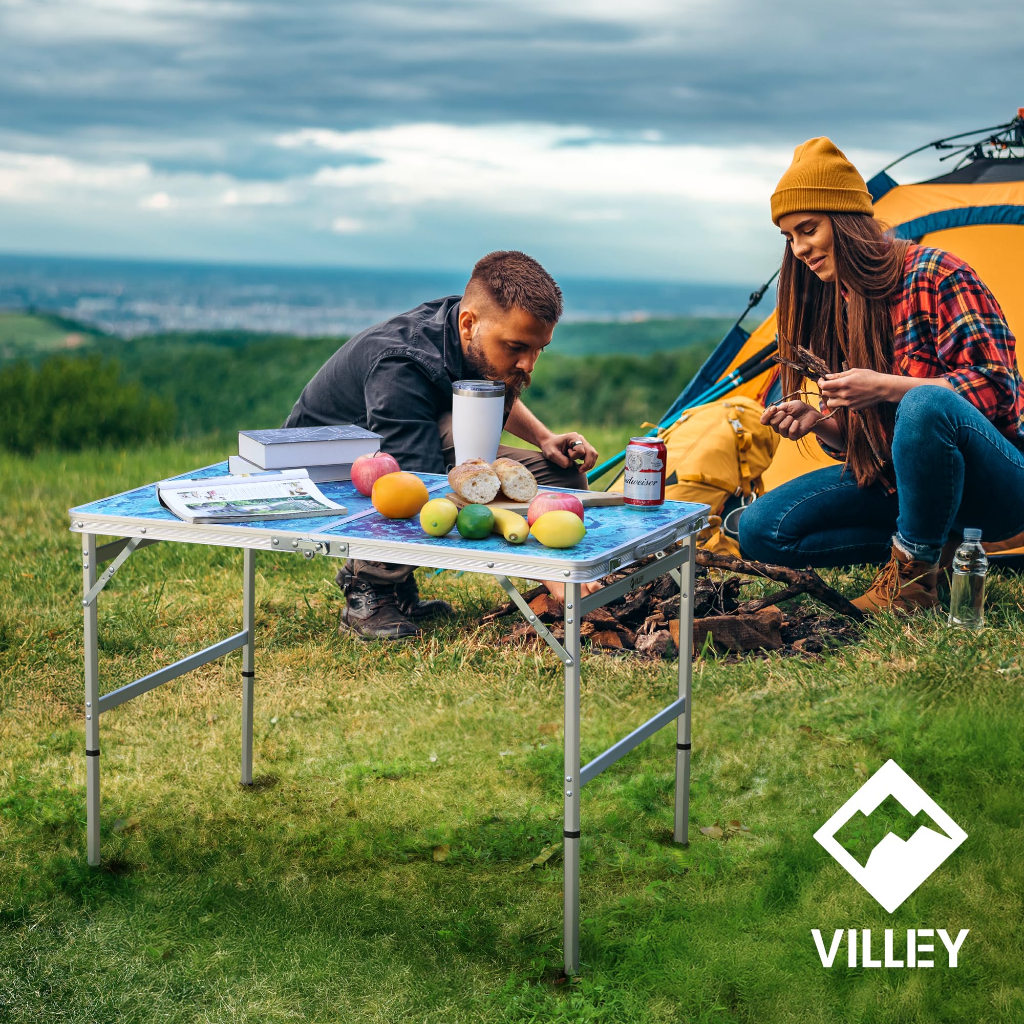 Folding Camping Table KIBNOF Bamboo Folding Table Lightweight