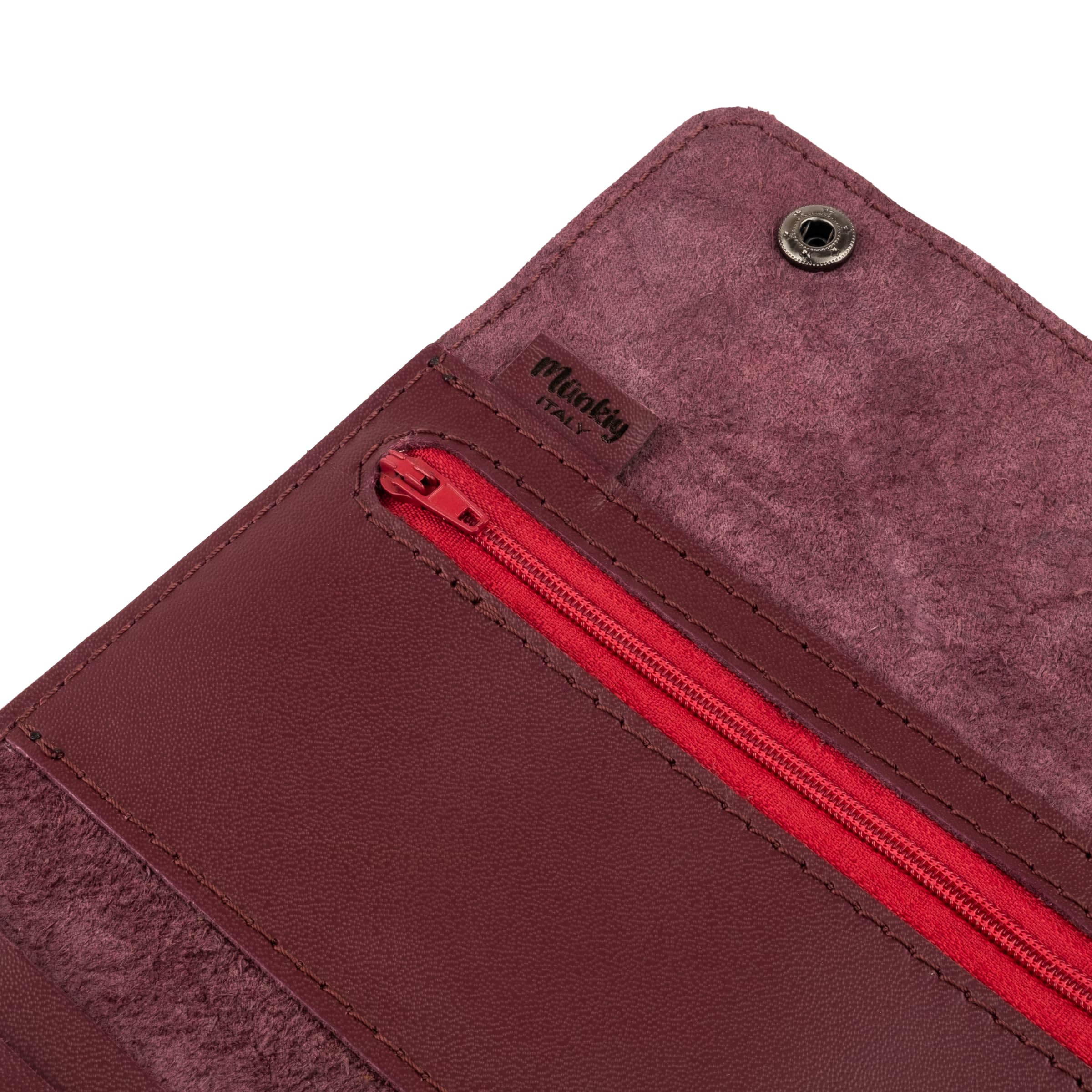 Portatabacco in Vera Pelle Personalizzabile con incisione - Astuccio con tasche e zip per tabacco, cartine e filtri - Regalo Made in Italy con scatola in metallo (Borgogna)