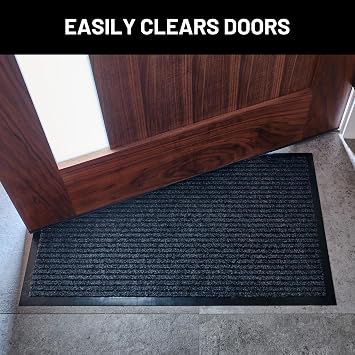 Front Door Mat, Indoor Outdoor Welcome Entryway Doormat, 30x17 Steel Gray