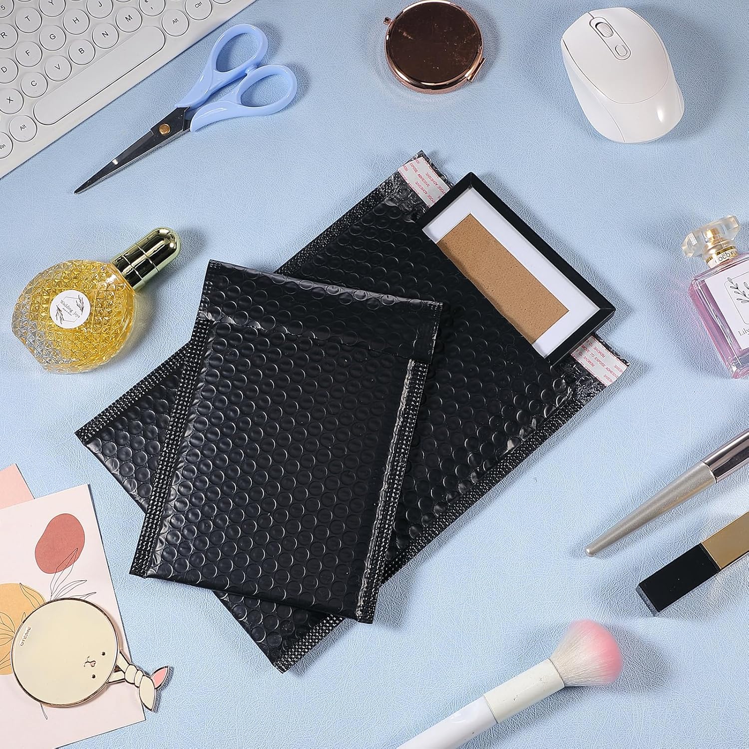 100 Pcs Kraft Bubble Mailers 3 Size Padded Envelopes Kraft Poly Mailers Bubble Lined Shipping Envelopes Mail Shipping Bags for CDs Book Business Supplies (Black)