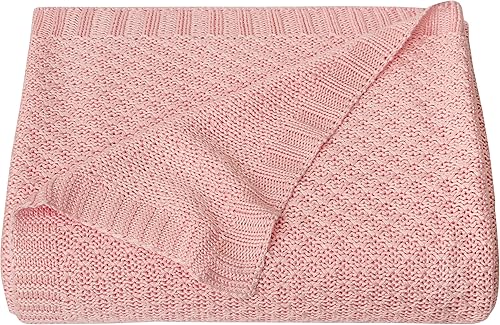 NTBAY Manta de bambú natural de punto trenzado para bebé, manta suave y refrescante al tacto, 30 x 40 pulgadas, rosa NTBAY Manta de bambú natural de punto trenzado para bebé, manta suave y refrescante al tacto, 30 x 40 pulgadas, rosa