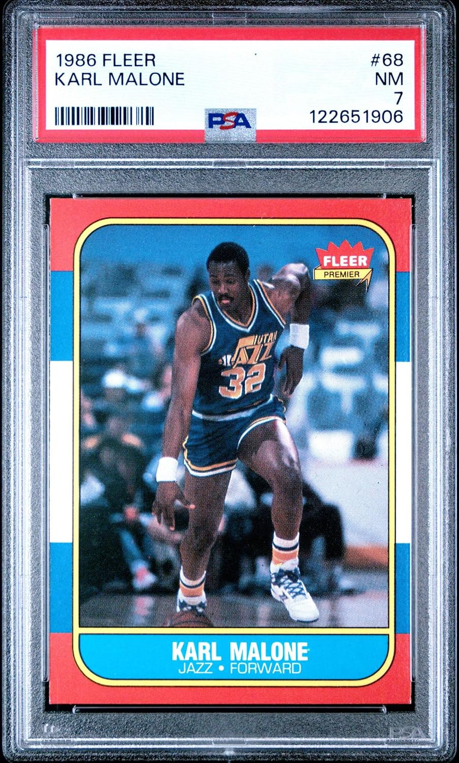 Graded 1986-87 Fleer Karl Malone #68 Rookie RC Basketball Card PSA 7 Near Mint