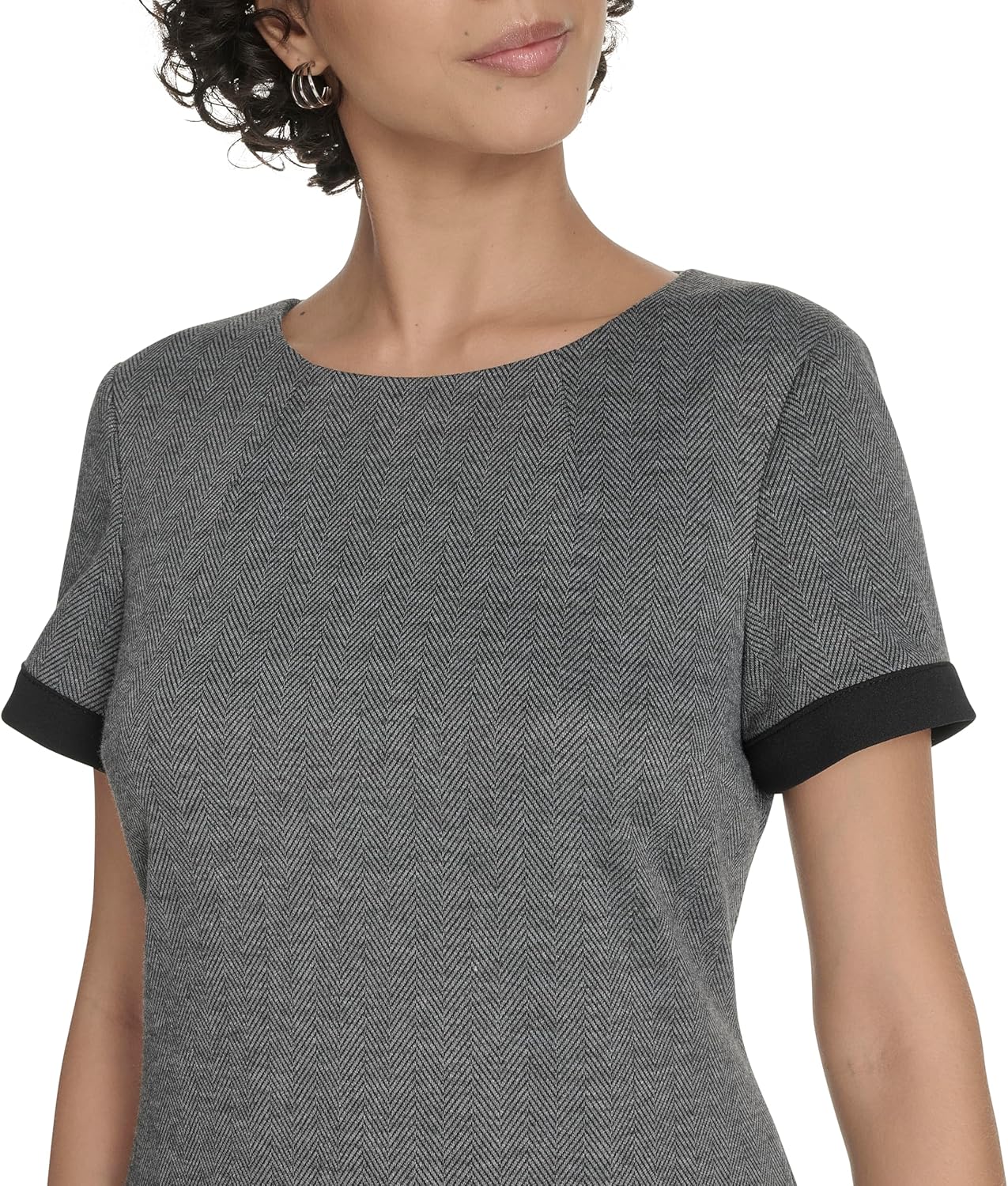 Tommy Hilfiger Womens Short Sleeve Jewel Neck Novelty Button Mini Shift Dress - Image 5