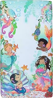 Baby Titi - Fitted Crib Sheet, Mermaids Under The Sea, Soft Microfiber, Crib Sheets for Girls, African American, Asian, Latina Mattress Sheets for Crib and Toddler Beds (Mermaid)…