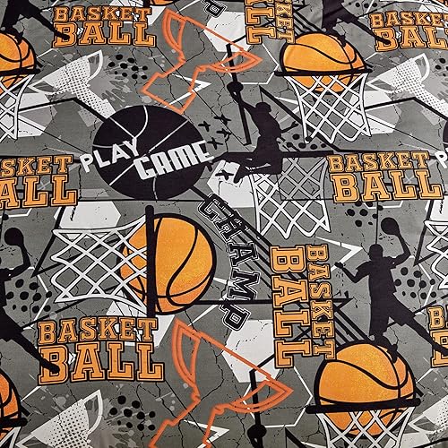 Miniatura 4 de Chezmoi Collection Juego de edredón de 3 piezas para niños, microfibra suave, gris, naranja, multicolor, baloncesto, Slam Dunk Sports, tamaño