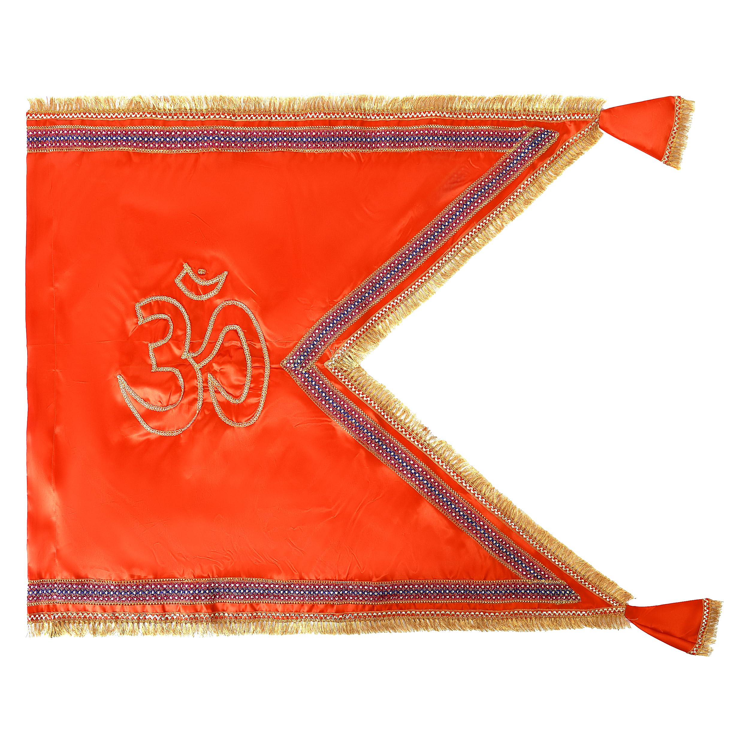 PRIYAKANT SAFAWALA Special Om And Swastik Double Fabric Satin Flag/Nishan Special Dhwaj For Temple, Religious & All Multipurpose Bhagwa Flag Best Suitable For Home And Mandir, (Small) [Size, 18x24 Inches, Orange]-picture-12
