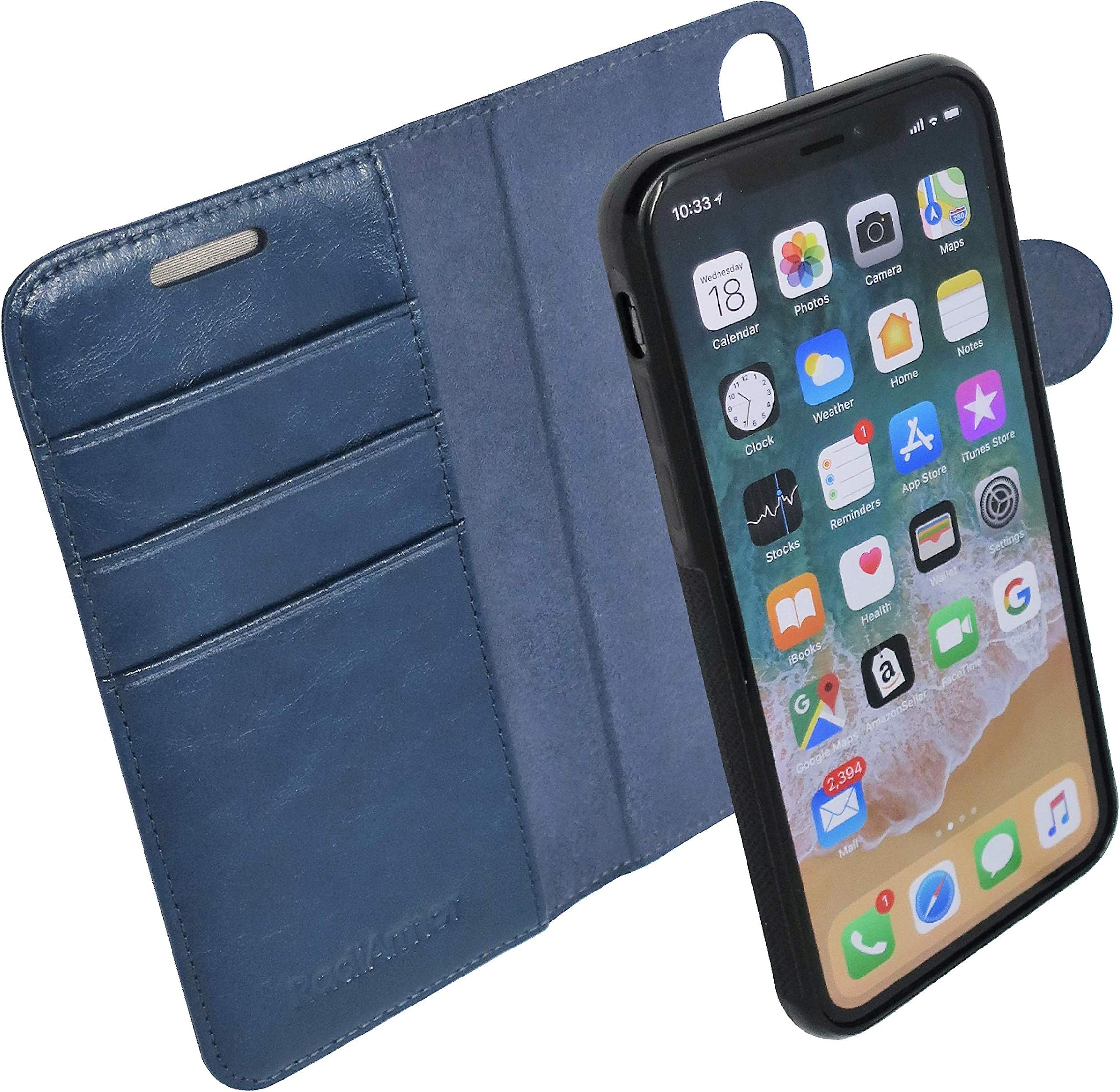 RadiArmor Anti-Radiation Detachable Wallet Case - Compatible with iPhone Xs Max - Lab Certified EMF Protection (Blue, XS Max)