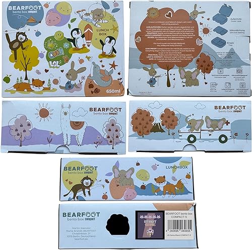 Miniatura 8 de BEARFOOT Lonchera infantil con compartimentos, compacta y ligera, a prueba de fugas, sin BPA, apta para lavavajillas y microondas, diseño dibujado a