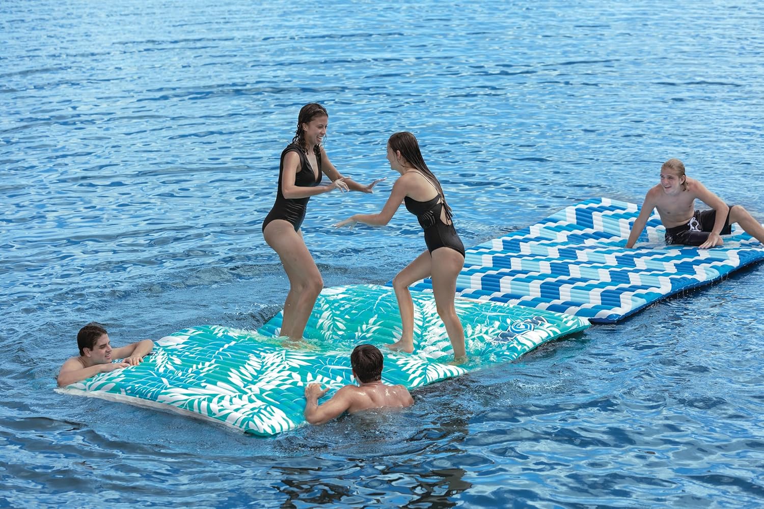Wow Sports Inflatable Water Walkway Mat - Palm Leaf - 10 x 6 ft - Connects to Boats & Other Mats - for Kids & Adults