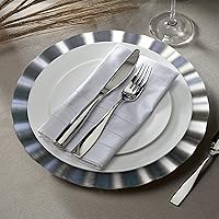 Vista 2 de Charge It by Jay Plato de carga con volantes de 13 pulgadas, placa decorativa de servicio de melamina para el hogar, comedor profesional, perfecto