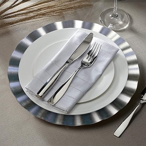 Miniatura 2 de Charge It by Jay Plato de carga con volantes de 13 pulgadas, placa decorativa de servicio de melamina para el hogar, comedor profesional, perfecto