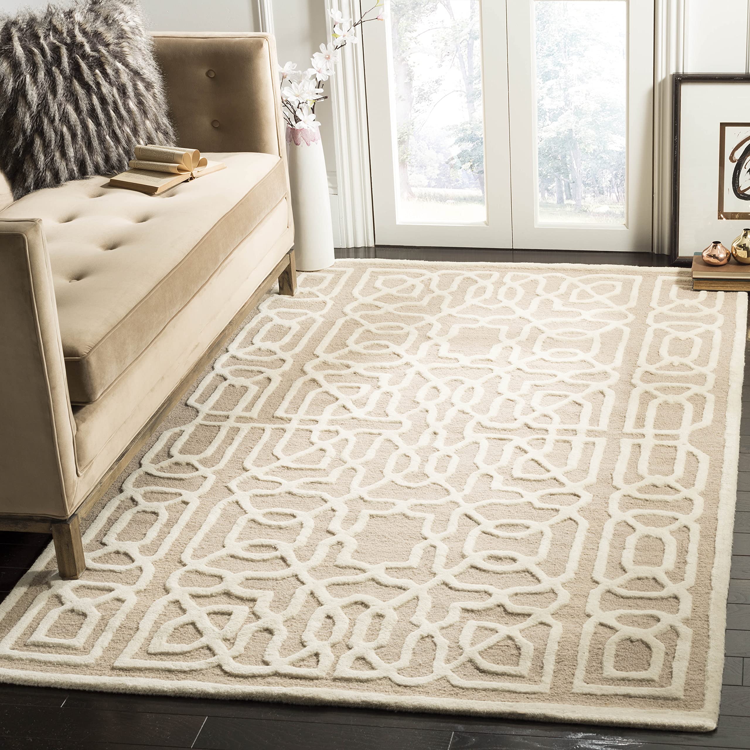Tapis Coureur Safavieh Cambridge Vert Clair/Ivoire - 2'6 X 12' - Laine Tissée Main - Neuf