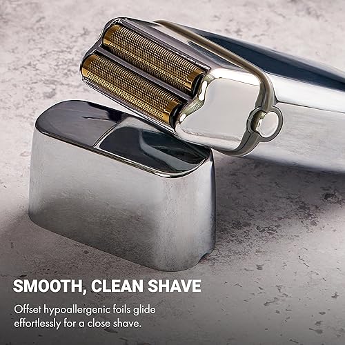 Vista 3 de METALFX Double Foil Shaver, Handheld Electric Razor for Travel, Portable Cordless Close Face Shaver for Head, Beard, & Neck Plateado