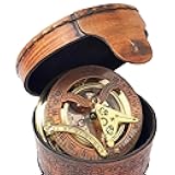 Antique Brass & Copper Sundial Compass, Sundial Clock in Box Gift Sun Clock Ship Replica Watch
