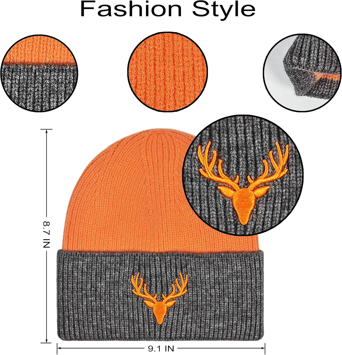 Duck/Deer Hunting Hat for Men Women, Beanie Hunting Gifts Accessories for Hunter Blaze Orange/Camo/Black - Image 8