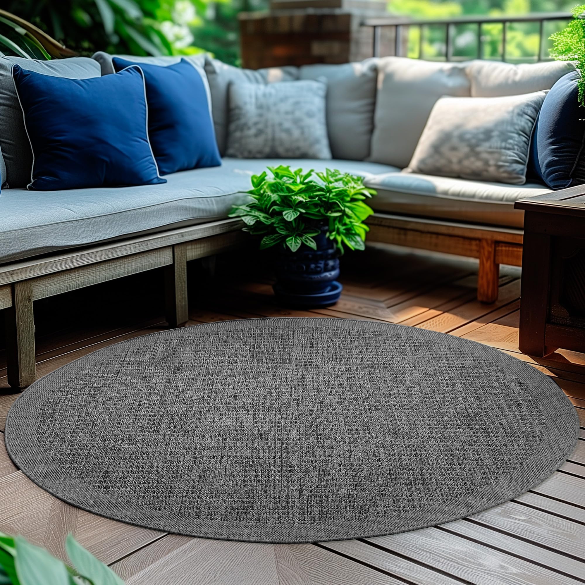 Homebyhome Outdoor-Teppich Flachgewebe Wetterfest Einfarbig Küchenteppich Balkon Terrassen Garten Wohnzimmer Teppich