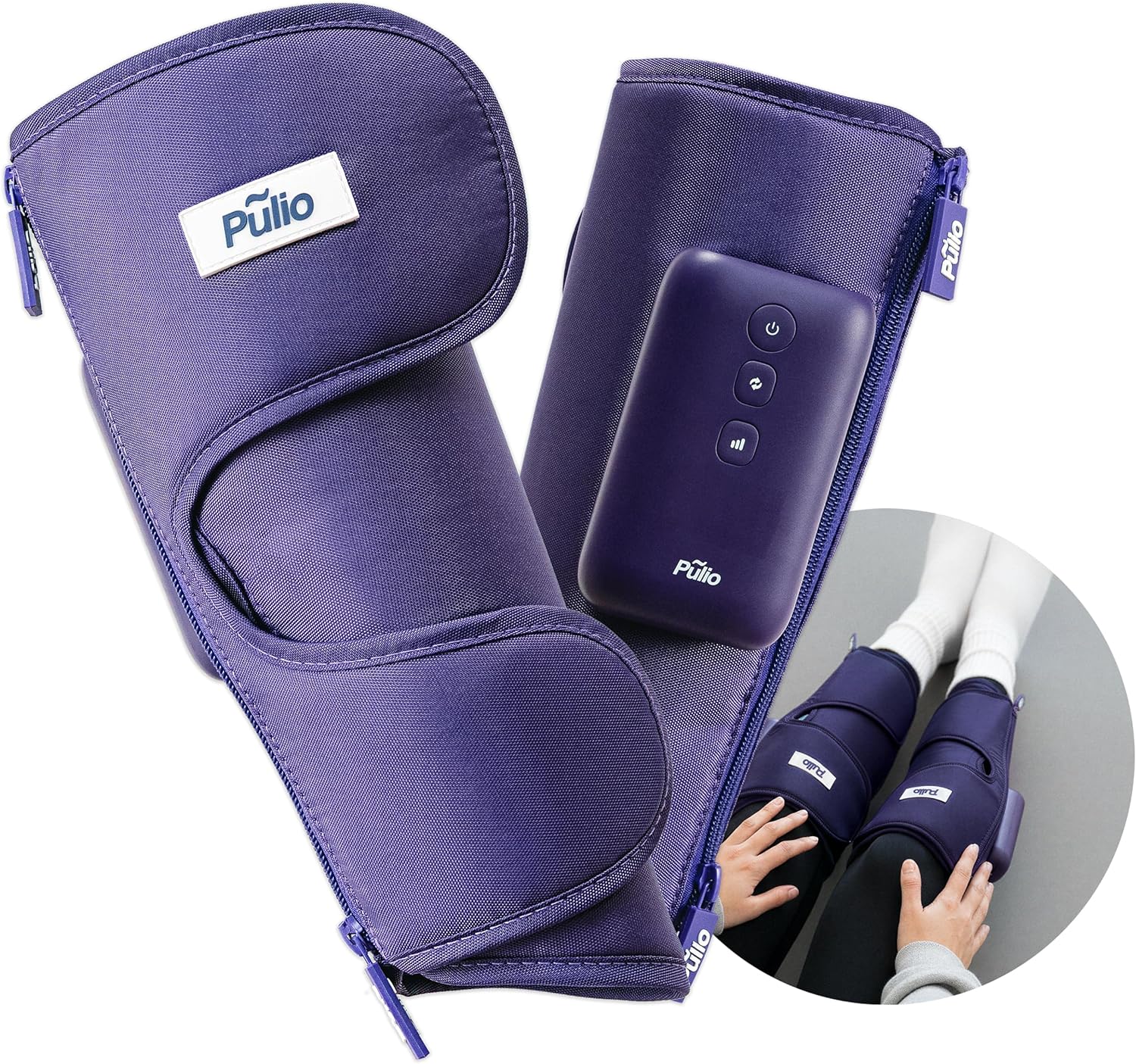 PULIO Leg Care Device V2 with New Controller Purple - 3 Modes, 3 Intensities - USB-C Rechargeable Cordless