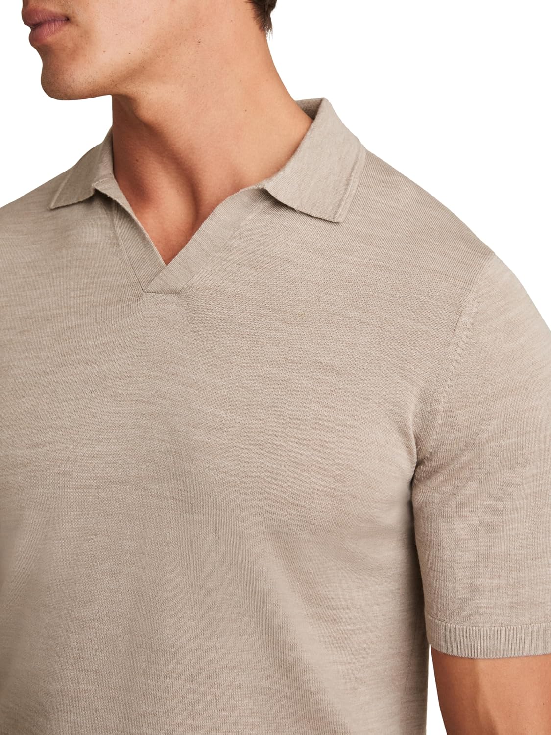 REISS Mens' DUCHIE SS Open Collar Merino Polo