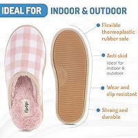 Vista 4 de Floopi Slippers for Women Kelly Indoor Outdoor Plaid Faux Sherpa Fur Lined Scuff Slipper WMemory Foam