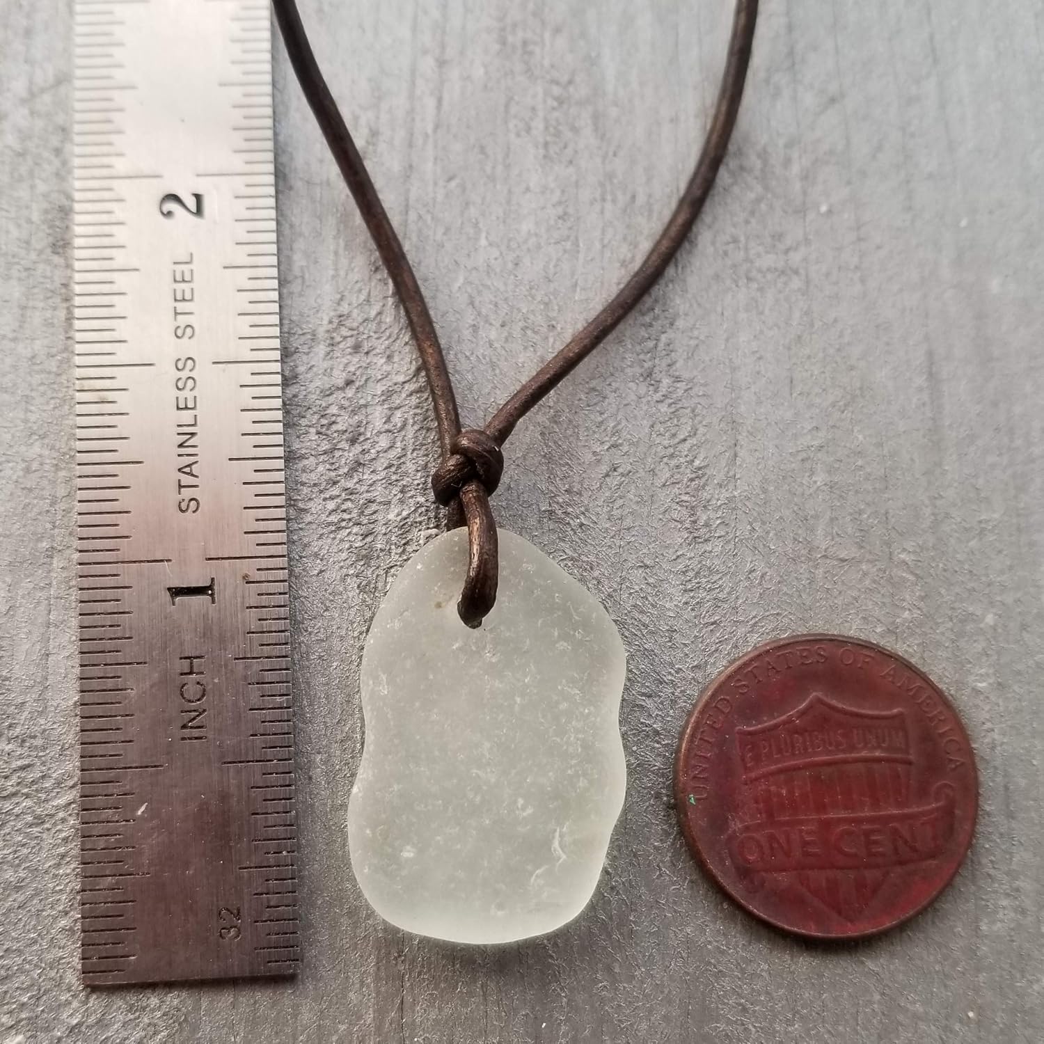 Handmade in Hawaii, Adjustable Leather Cord, Genuine Hawaii surf tumbled natural sea glass, (Hawaii Gift Wrapped, Customizable Gift Message)