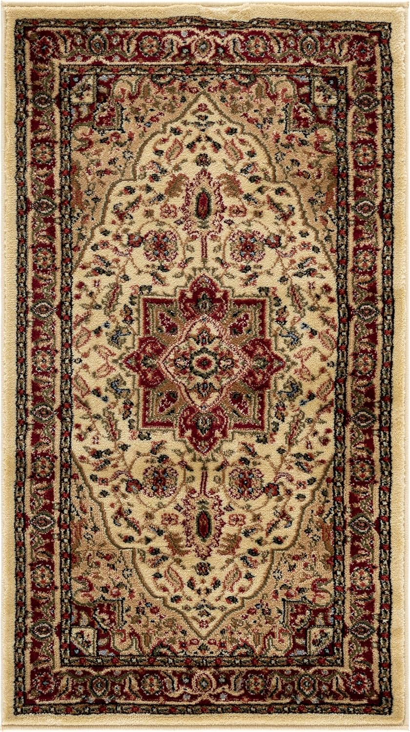 SAFAVIEH Lyndhurst Collection Accent Rug - 2'3" x 4', Ivory & Red, Traditional Oriental Design, Non-Shedding & Easy Care, Ideal for High Traffic Areas in Entryway, Living Room, Bedroom (LNH330A)